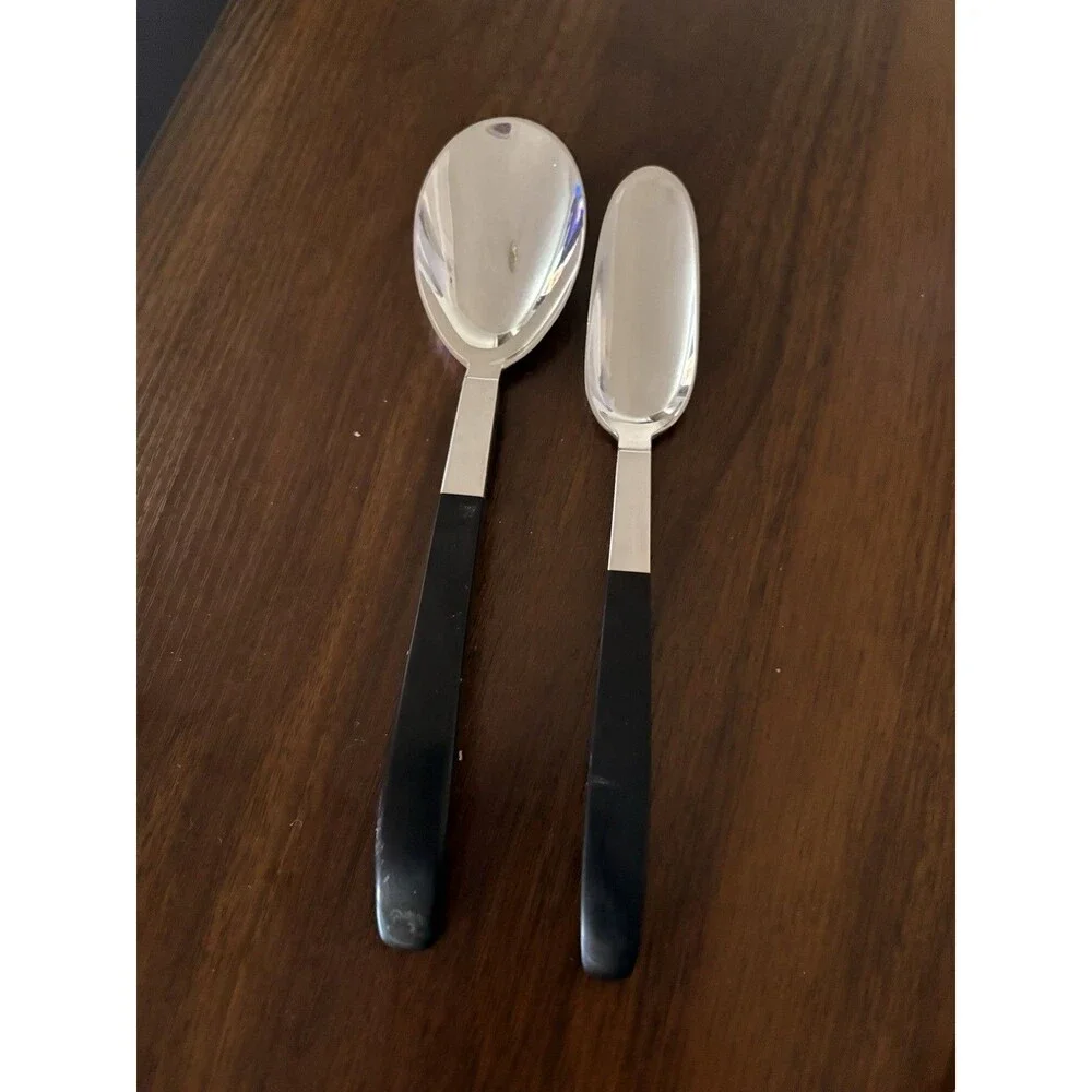 Vintage LUNT Contrast Sterling Silver.Ebony Serving Spoon,Seafood Spoon & Knives
